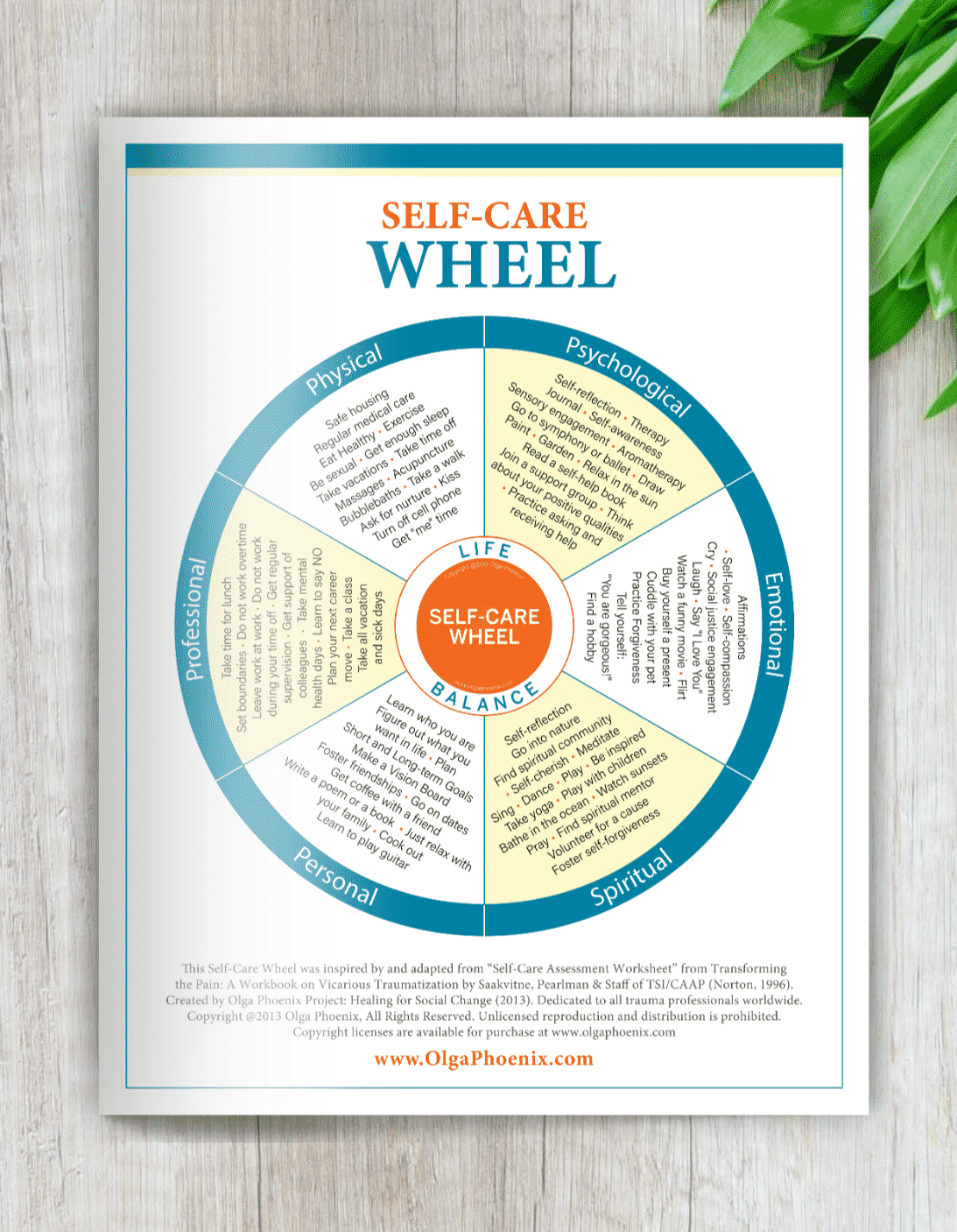 The Self-Care Wheel: a six-dimensional wellbeing tool